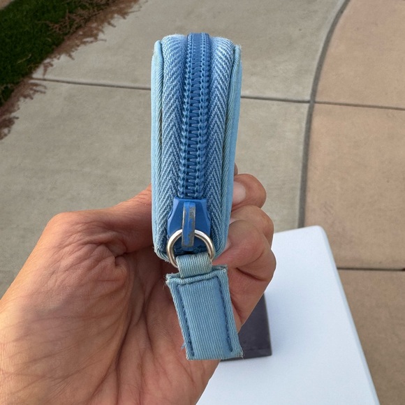 Prada Nylon Saffiano Zip Around key card holder Baby Blue with authenticity card - Picture 8 of 15